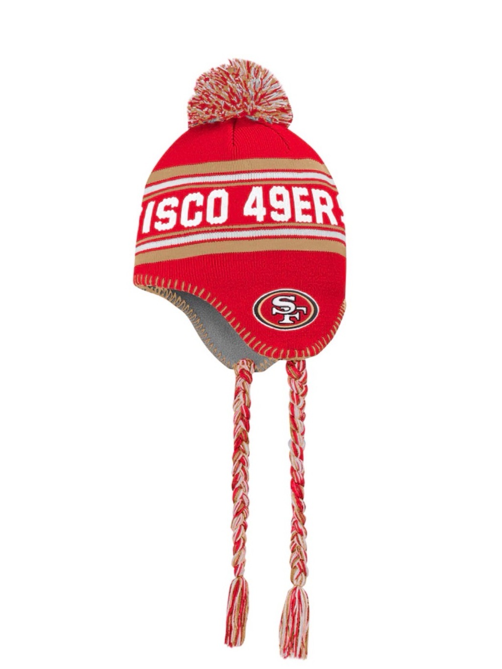 NWT Preschool Scarlet San Francisco 49ers Jacquard Tassel Knit Hat with Pom